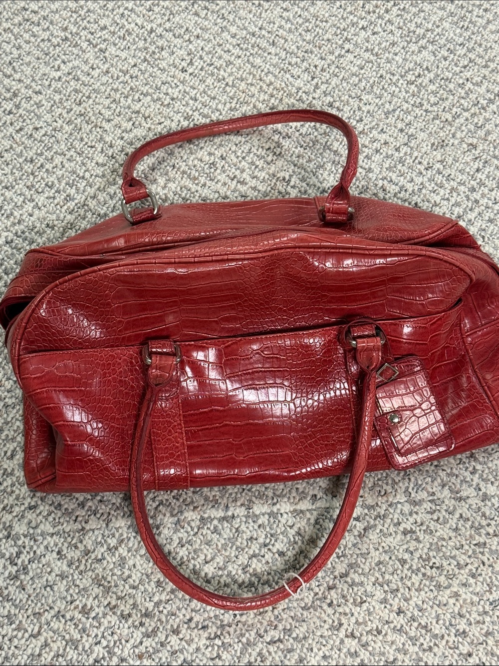Bath & Body Works Red Croc‑Embossed Tote Bag